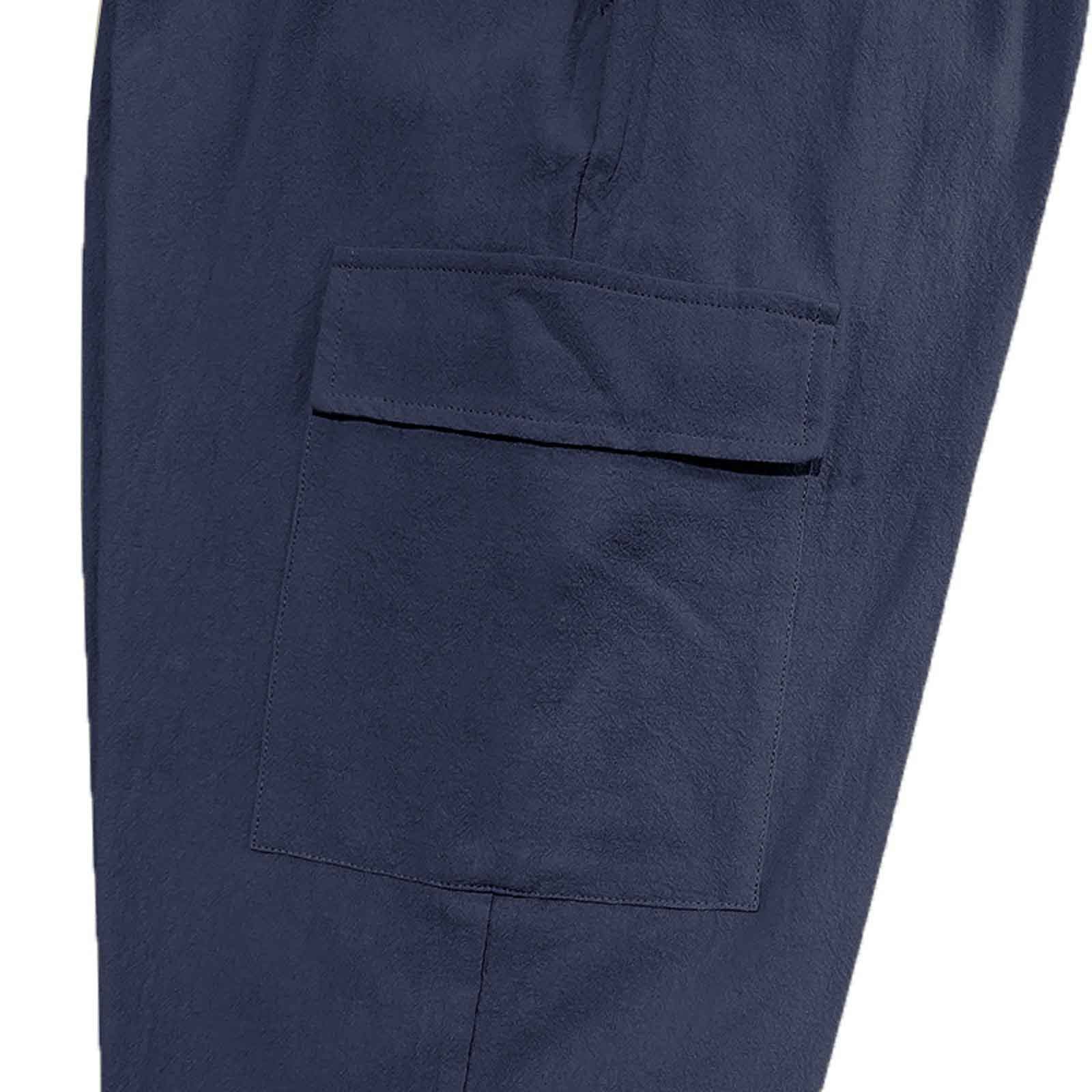 thumbnail image 4 of Pantalones casuales de lino para hombre: múltiples bolsillos y lazos, para primavera/verano/otoño, versátiles con camisetas, lavables a máquina, tallas S-XXXL., 4 of 8